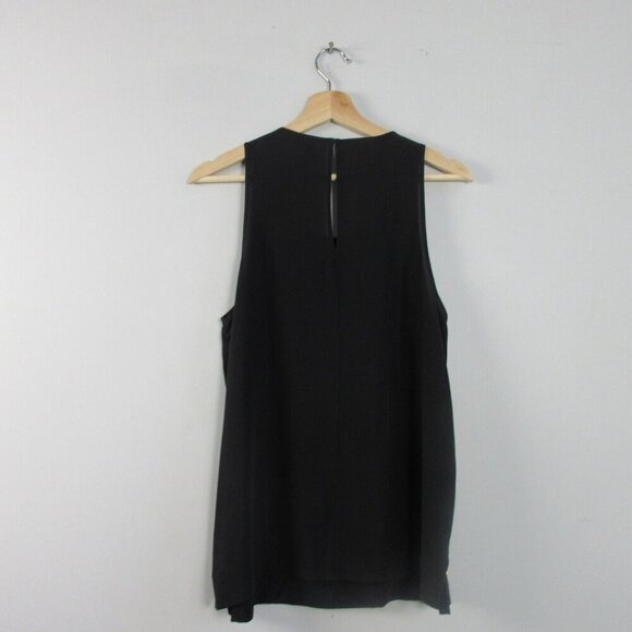 Club Monaco 100% Silk Tank Top Womens M Black Gold Sequin Embellished Classy 106 - Picture 2 of 10
